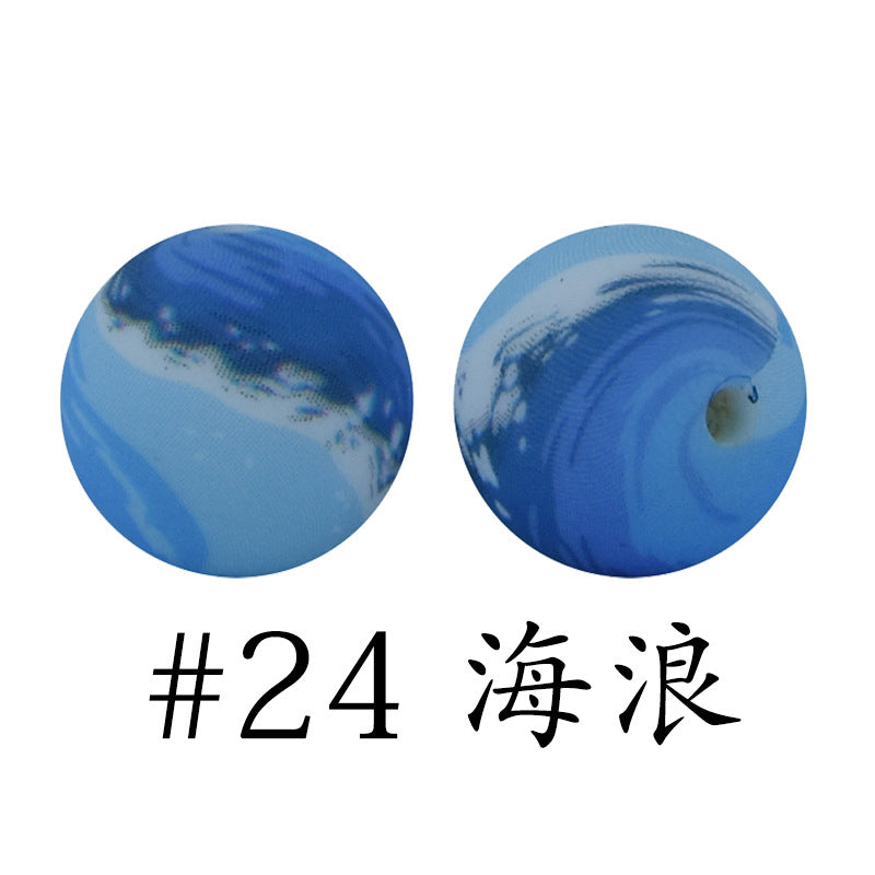 16mm Print Silicone Beads Colorful Silicone Water Transfer Beads-50PCS