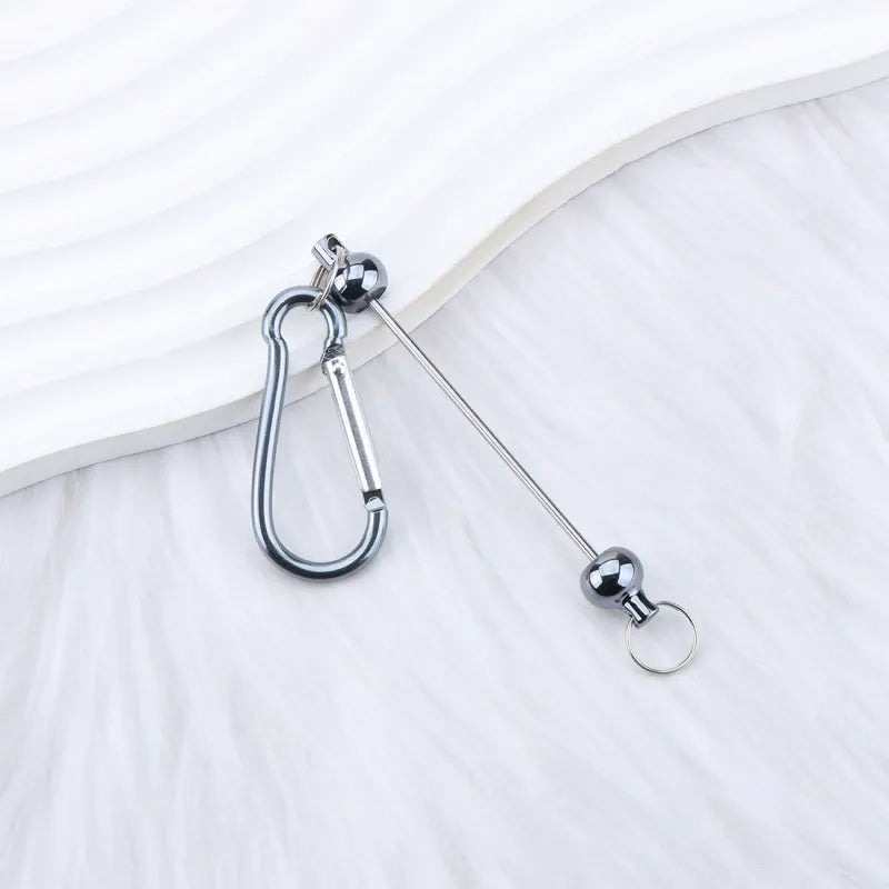 Beadable D Shaped Metal Keychain for DIY