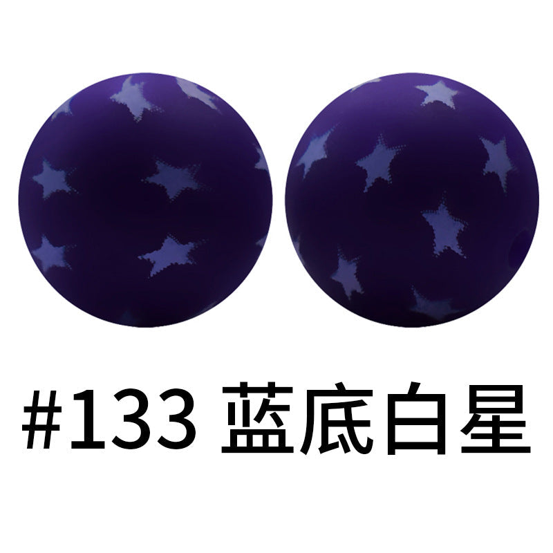 Print Silicone Beads Colorful Silicone Water Transfer Beads 16mm-50PCS