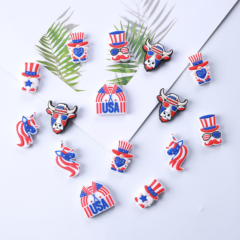 Independence Day Themed Gnome Silicone Beads-10PCS
