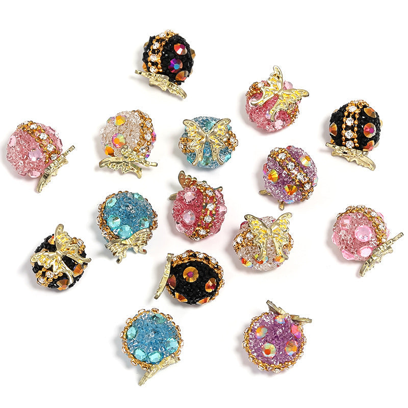 DIY Heavy Alloy Butterfly Rhinestone Sugar Beads-10PCS