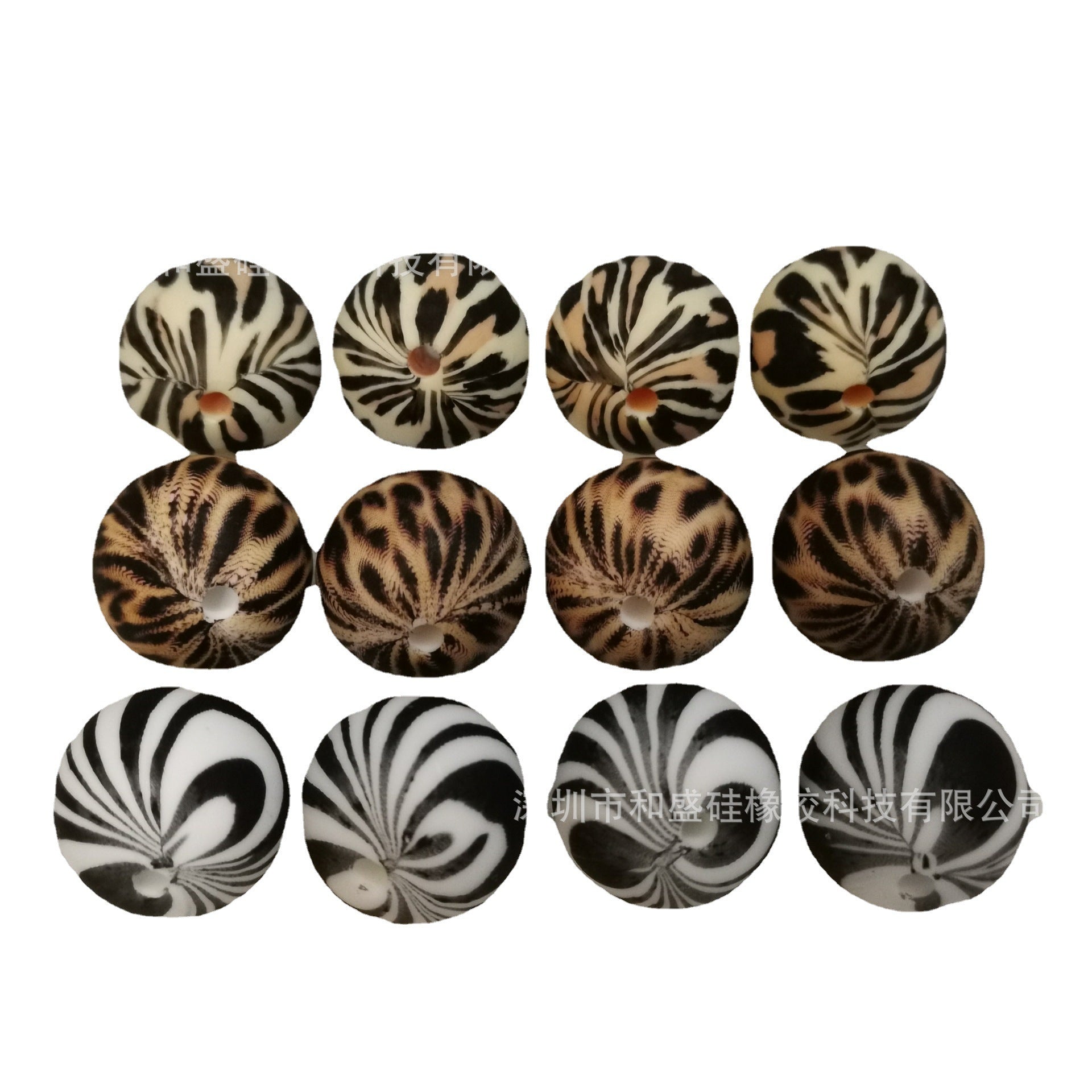 16mm Print Silicone Beads Colorful Silicone Water Transfer Beads-50PCS