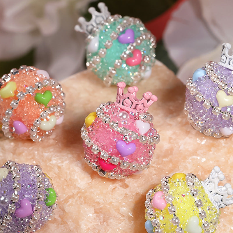Crown Sugar Water Diamond Beads-5PCS