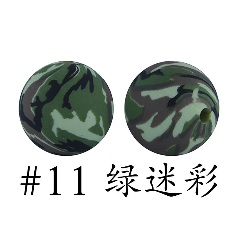 16mm Print Silicone Beads Colorful Silicone Water Transfer Beads-50PCS