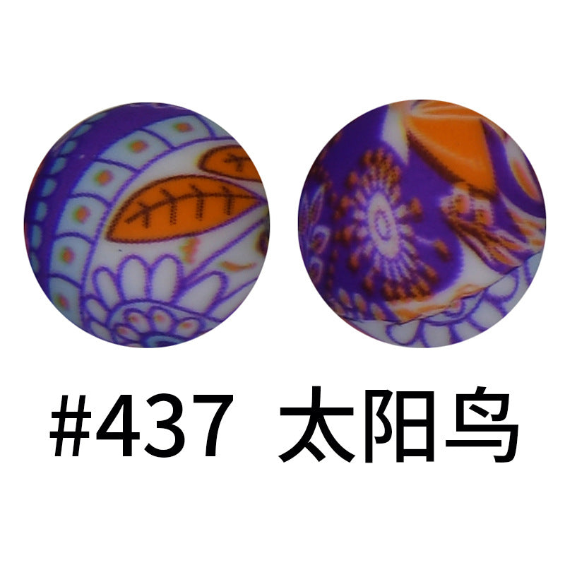 16mm Print Silicone Beads Colorful Silicone Water Transfer Beads-50PCS