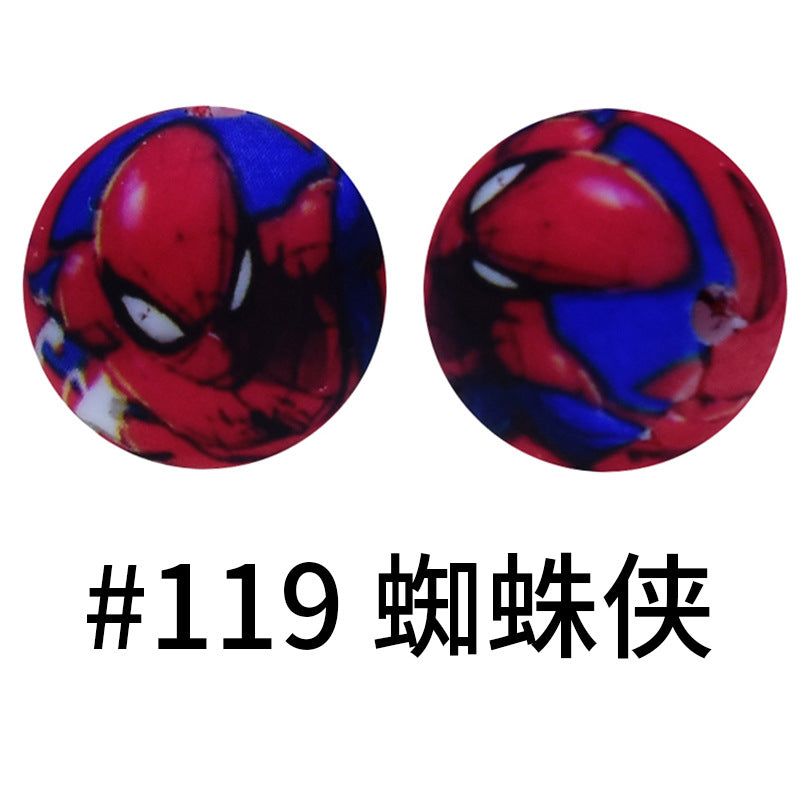 16mm Print Silicone Beads Colorful Silicone Water Transfer Beads-50PCS
