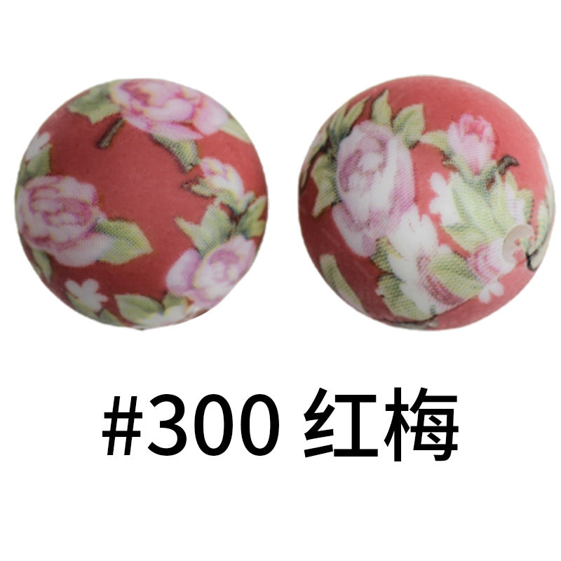 16mm Print Silicone Beads Colorful Silicone Water Transfer Beads-50PCS