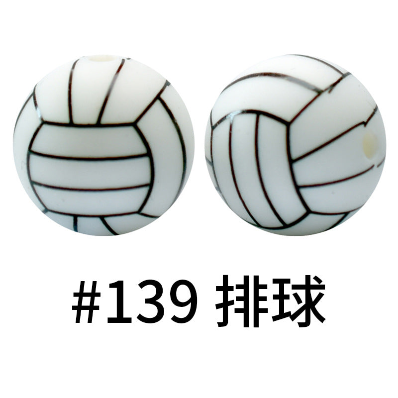 Print Silicone Beads Colorful Silicone Water Transfer Beads 16mm-50PCS