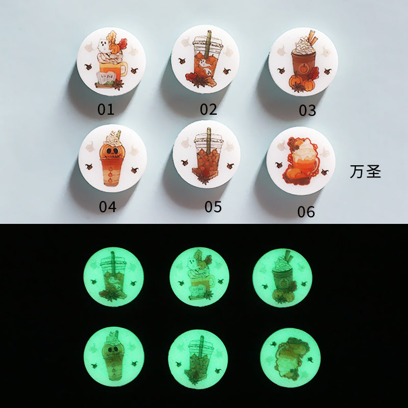 Silicone Round Cartoon Animal Luminous Beads-10PCS