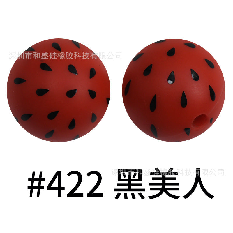 16mm Print Silicone Beads Colorful Silicone Water Transfer Beads-50PCS