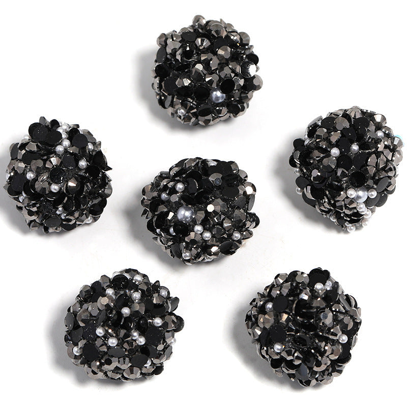 Colored Rhinestone Pearl Through Hole Acrylic Soft Sugar Beads-10PCS