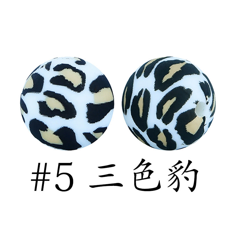 16mm Print Silicone Beads Colorful Silicone Water Transfer Beads-50PCS