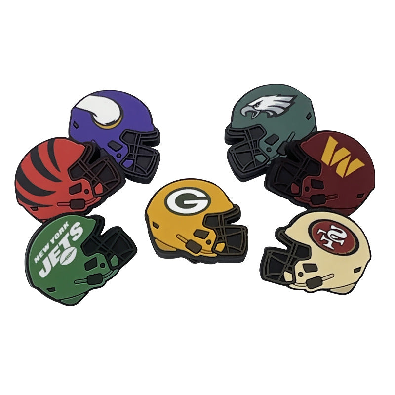 Football Team Printed Helmet NFL Dropping Glue DIY Silicone Creative Handmade Beads-10PCS