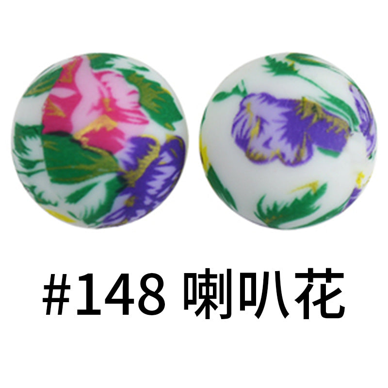 Print Silicone Beads Colorful Silicone Water Transfer Beads 16mm-50PCS