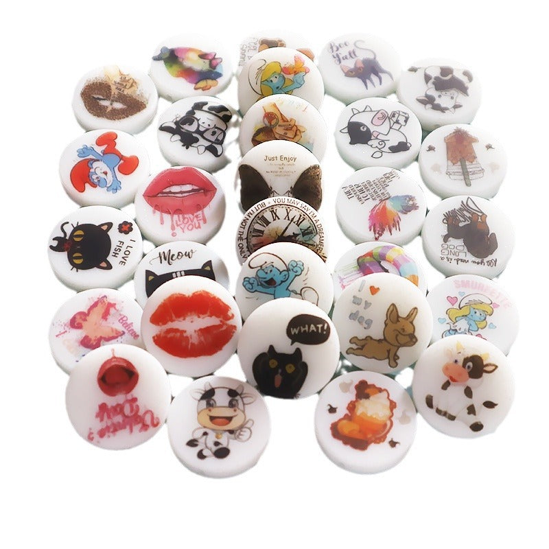 Silicone Round Cartoon Animal Luminous Beads-10PCS