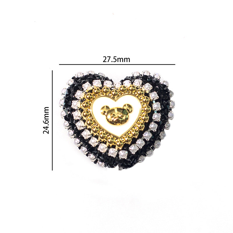 Acrylic Rhinestones with Large Peach Heart Beads-2PCS