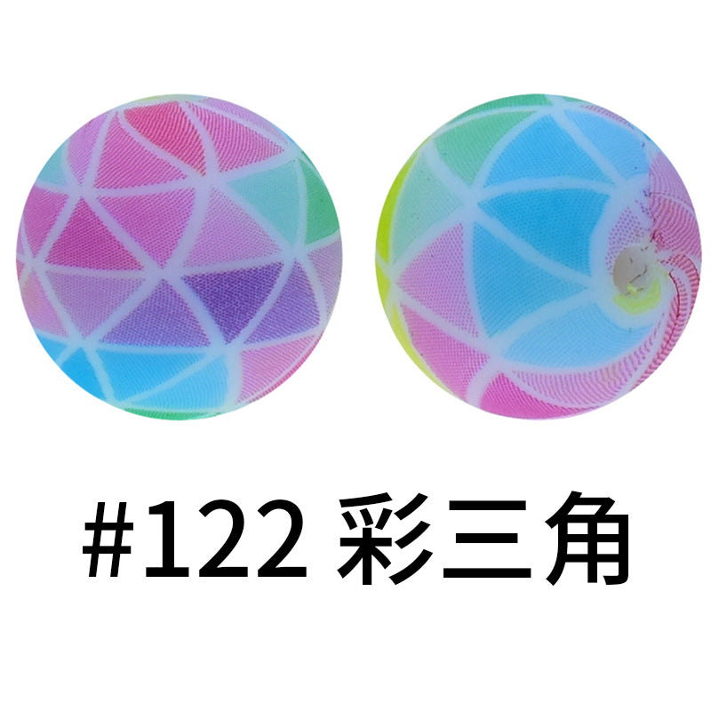 16mm Print Silicone Beads Colorful Silicone Water Transfer Beads-50PCS
