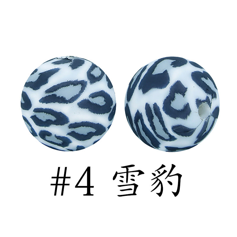 16mm Print Silicone Beads Colorful Silicone Water Transfer Beads-50PCS
