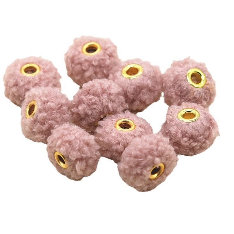 Straight Hole Teddy Fur Ball Beads Loose Beads Fabric Accessories-100PCS