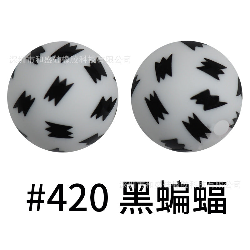 16mm Print Silicone Beads Colorful Silicone Water Transfer Beads-50PCS