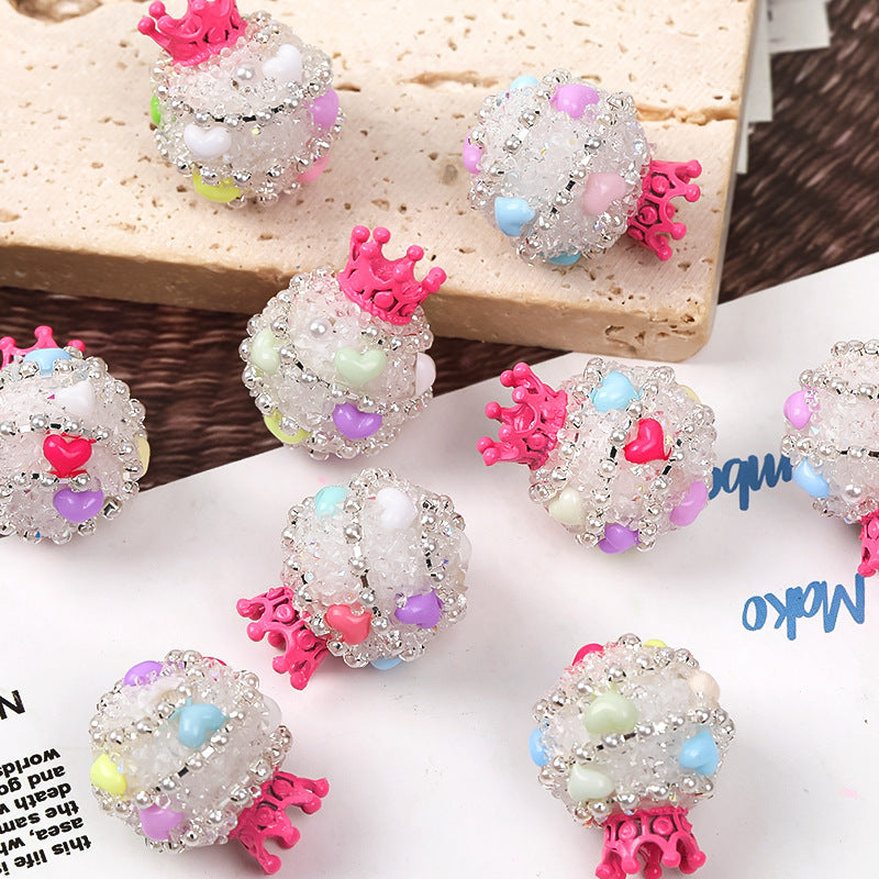 Crown Sugar Water Diamond Beads-5PCS