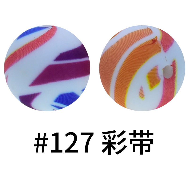 Print Silicone Beads Colorful Silicone Water Transfer Beads 16mm-50PCS