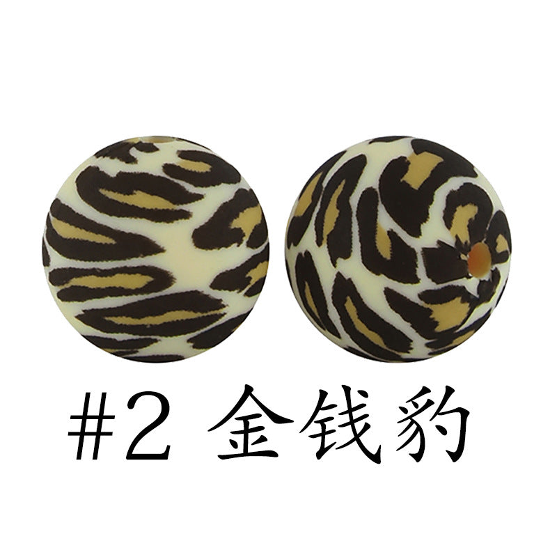 16mm Print Silicone Beads Colorful Silicone Water Transfer Beads-50PCS