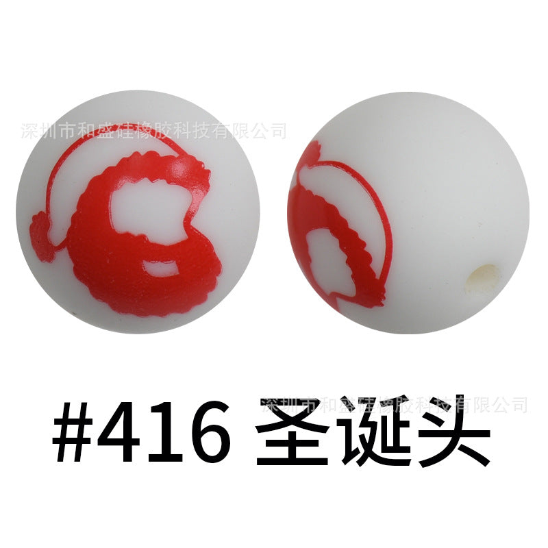 16mm Print Silicone Beads Colorful Silicone Water Transfer Beads-50PCS