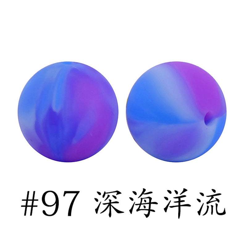 16mm Print Silicone Beads Colorful Silicone Water Transfer Beads-50PCS