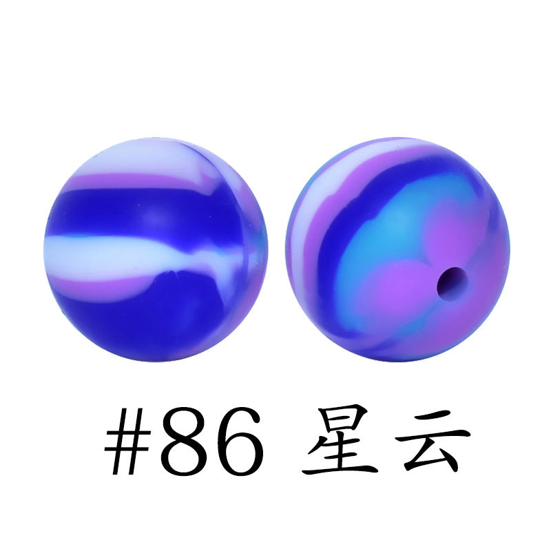 16mm Print Silicone Beads Colorful Silicone Water Transfer Beads-50PCS