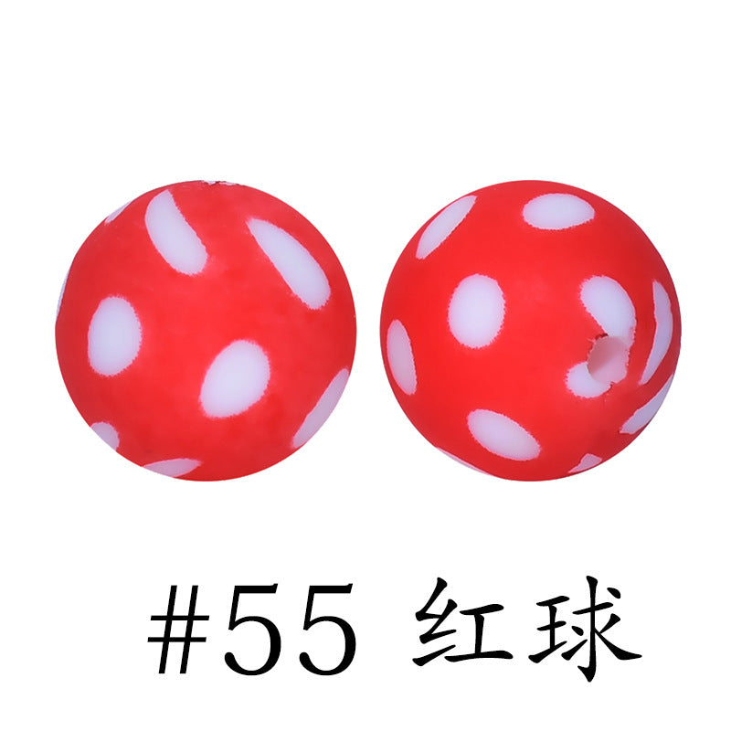 16mm Print Silicone Beads Colorful Silicone Water Transfer Beads-50PCS