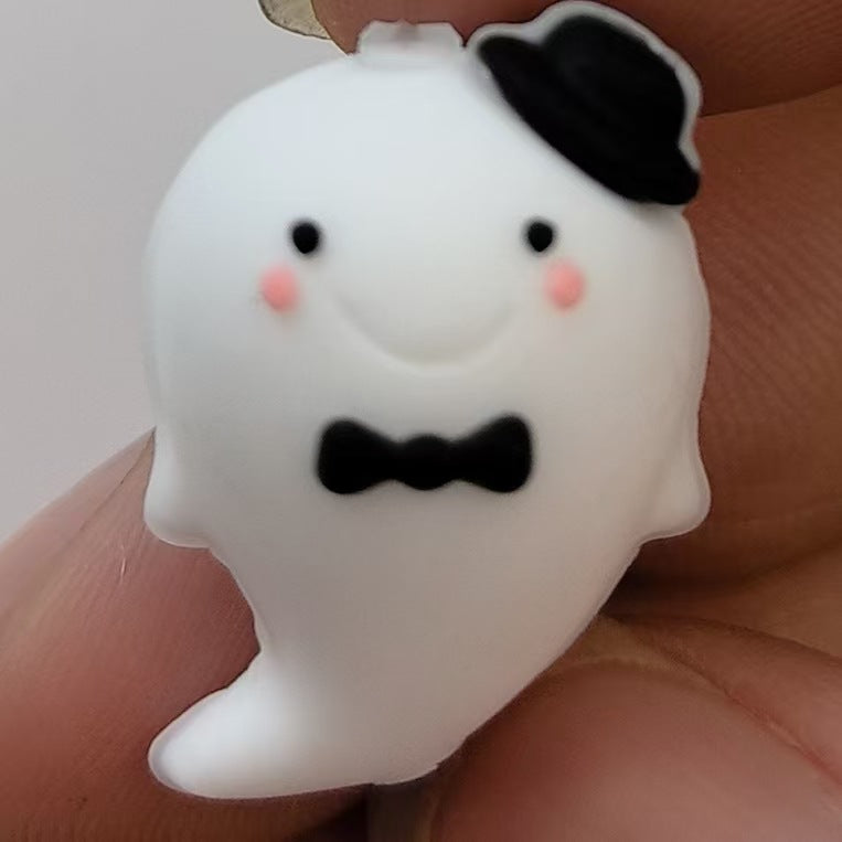 DIY 3D Cute Ghost Cartoon Silicone Beads-10PCS