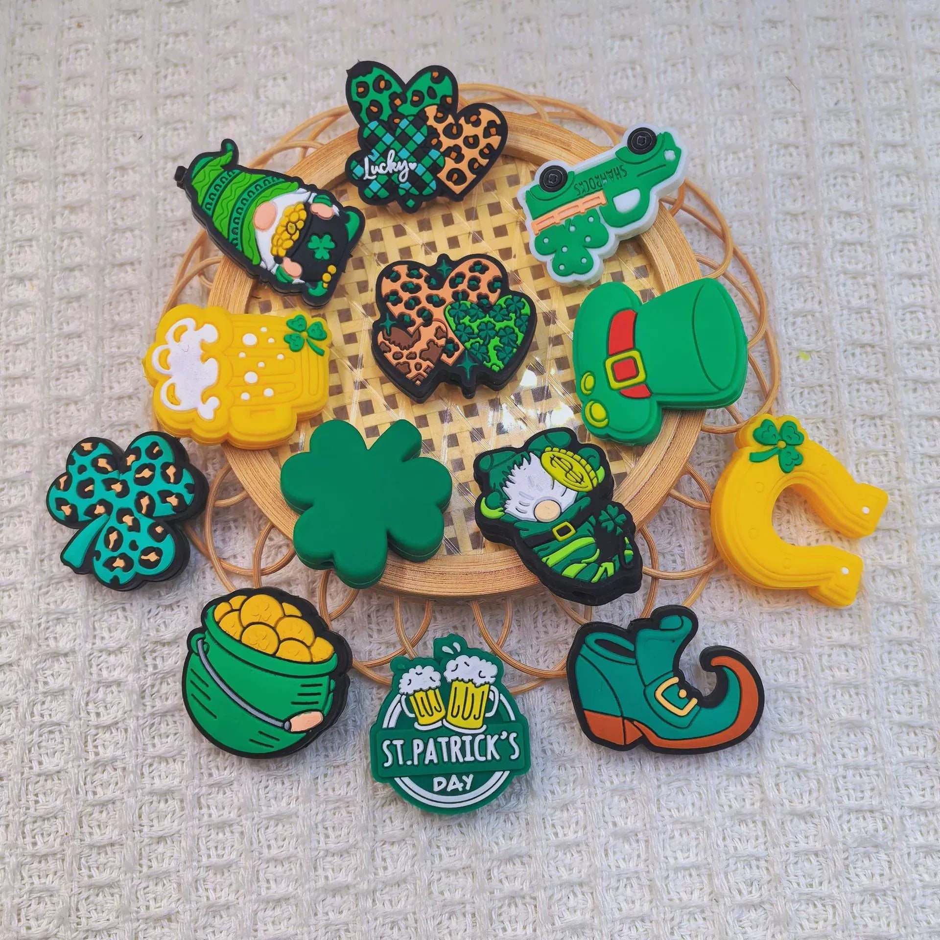Flatback Saint Patrick's Day Series Silicone Focal Beads for DIY Pens Bracelet Keychains