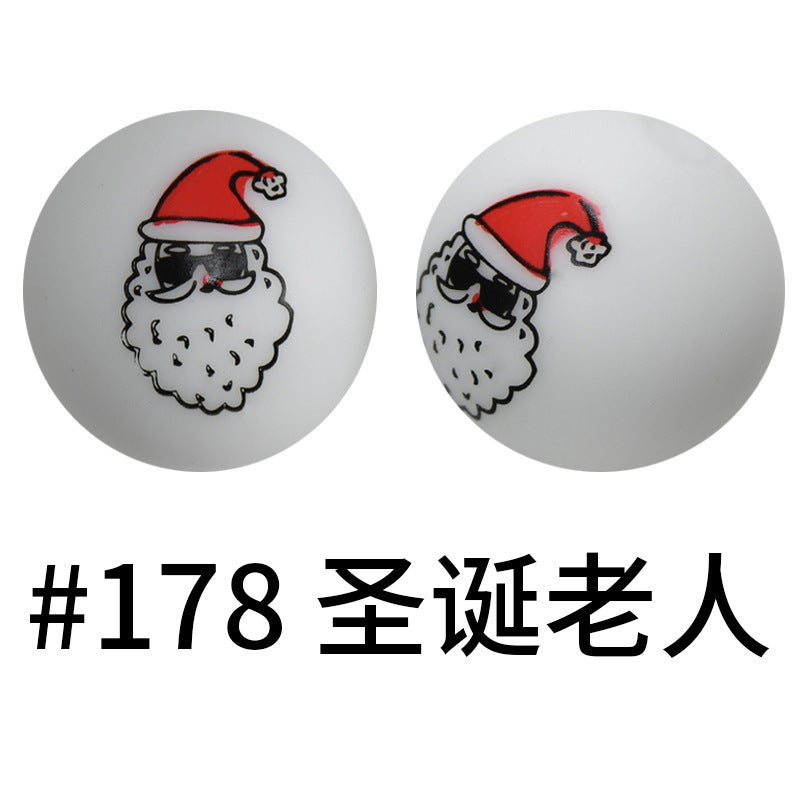 16mm Print Silicone Beads Colorful Silicone Water Transfer Beads-50PCS