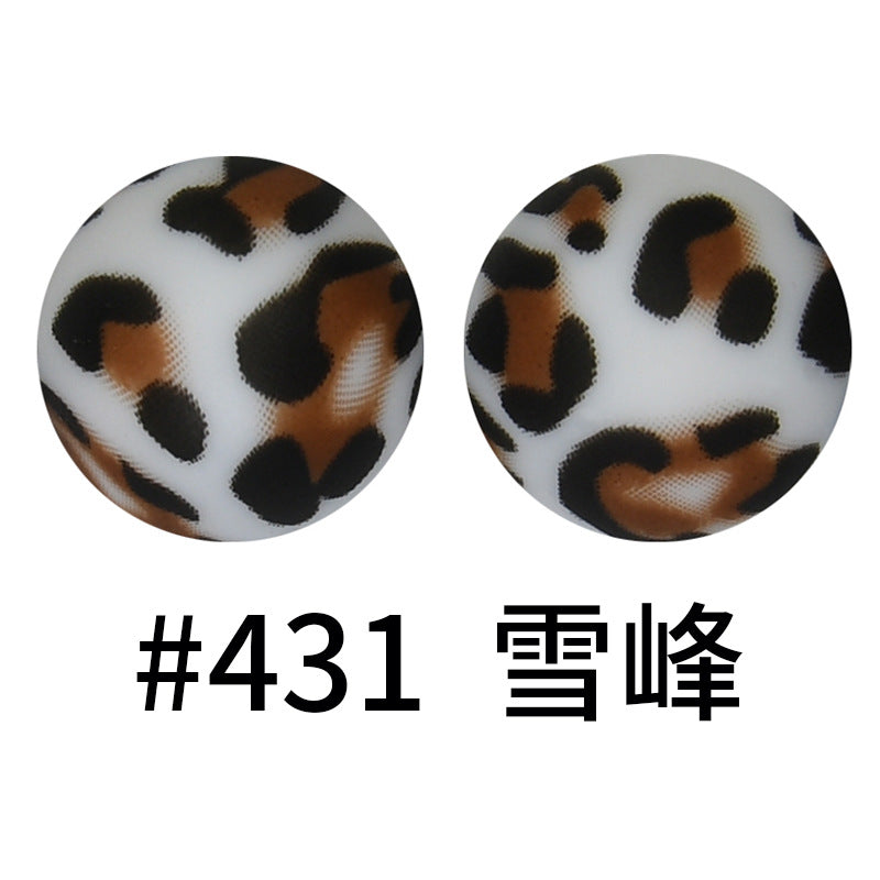 16mm Print Silicone Beads Colorful Silicone Water Transfer Beads-50PCS
