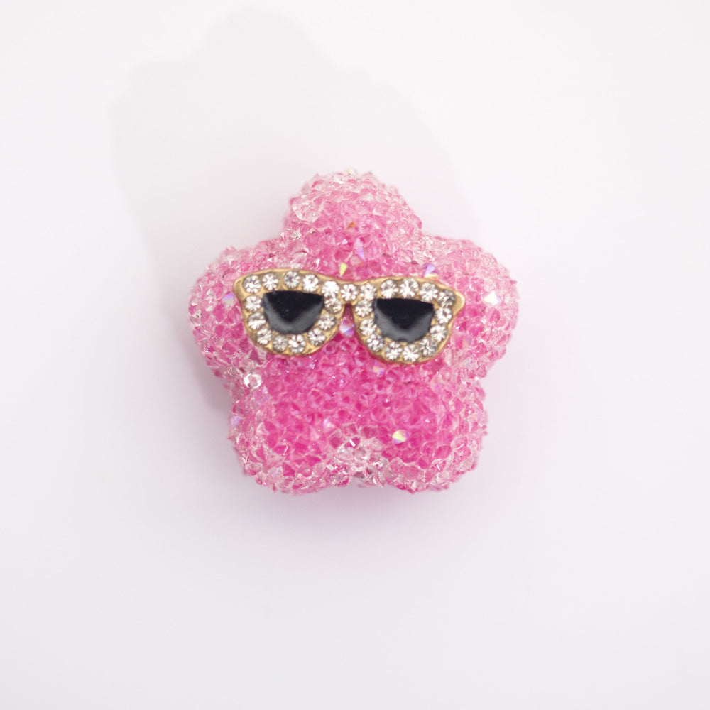 Acrylic Small Star Sugar Pen Caps Beaded-2PCS