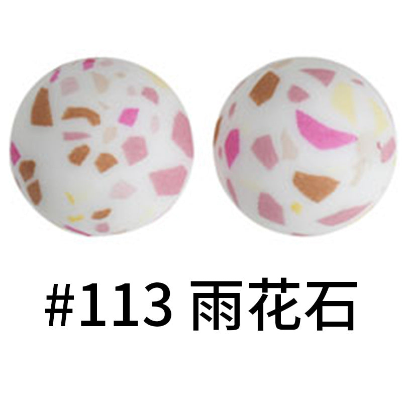 16mm Print Silicone Beads Colorful Silicone Water Transfer Beads-50PCS