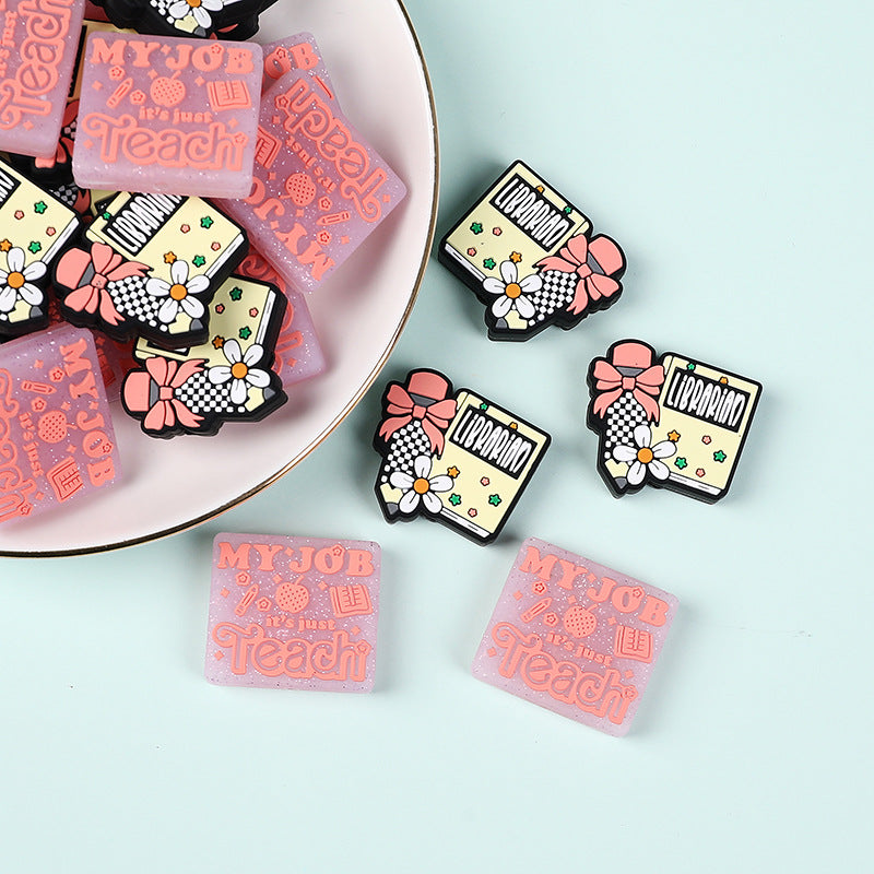 Interesting alphabet straight hole silicone beads-10PCS