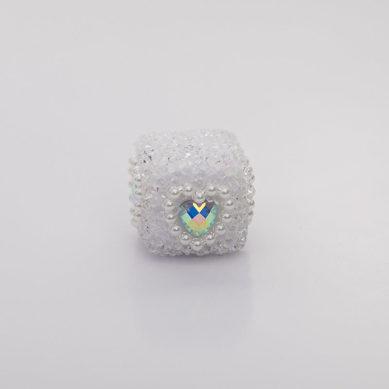 Acrylic Solid Blocks Wrapped in Diamonds, Pearls, Love DIY Sugar Straight Hole Bead String-5PCS