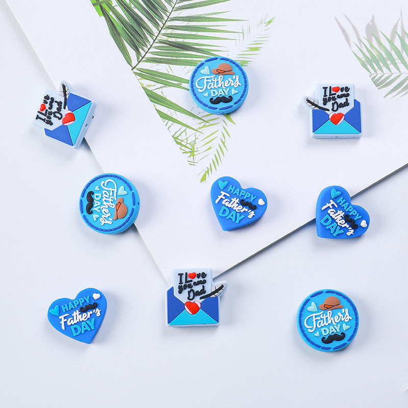 Father's Day Heart Shaped Silicone Beads-10PCS