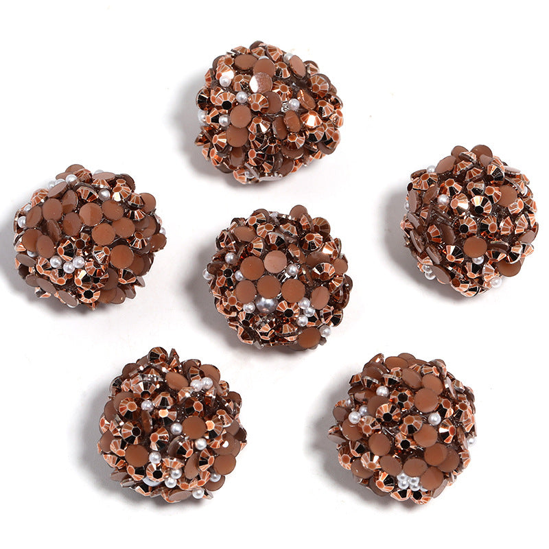 Colored Rhinestone Pearl Through Hole Acrylic Soft Sugar Beads-10PCS
