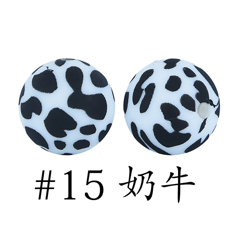 16mm Print Silicone Beads Colorful Silicone Water Transfer Beads-50PCS