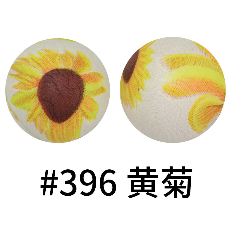 16mm Print Silicone Beads Colorful Silicone Water Transfer Beads-50PCS
