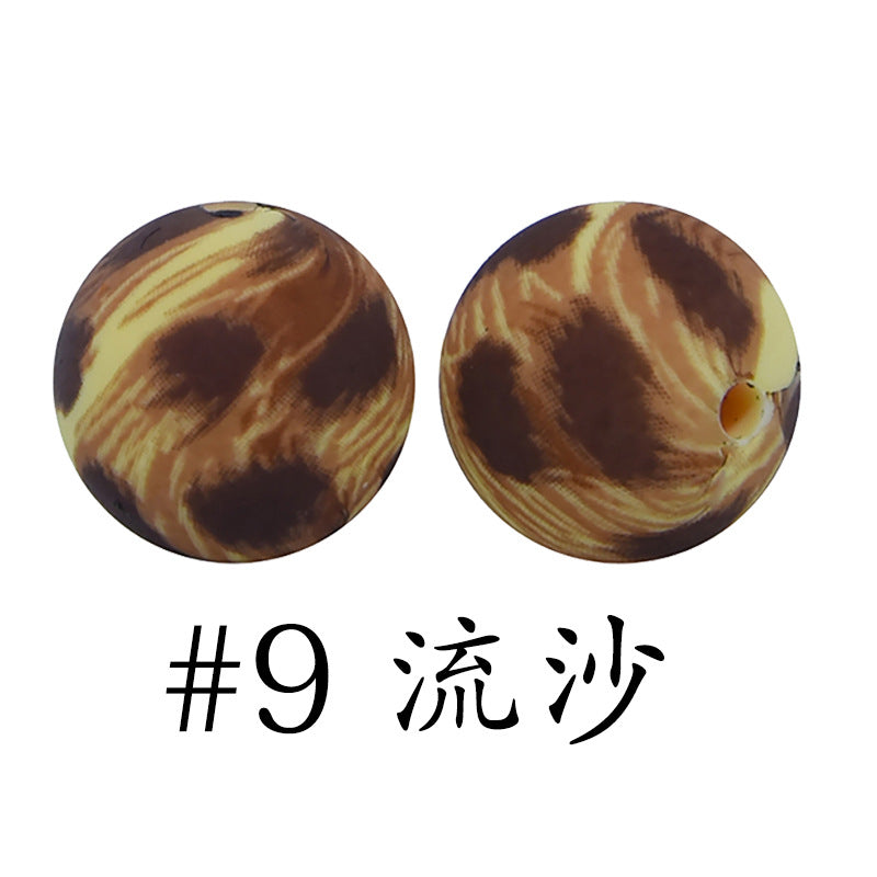 16mm Print Silicone Beads Colorful Silicone Water Transfer Beads-50PCS