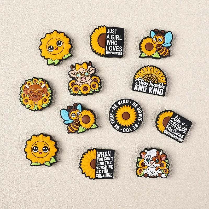 Flatback Sunflower Silicone Focal Beads for DIY Pens Keychains