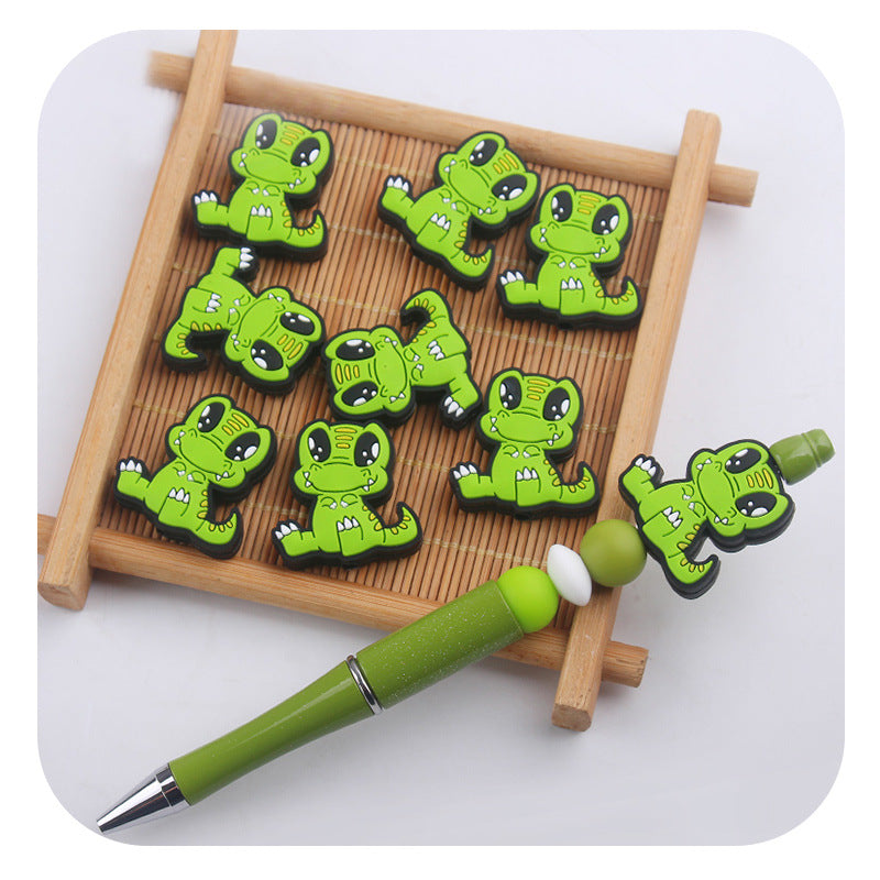Creative Cartoon Green Little Dinosaur Silicone Beads-10PCS