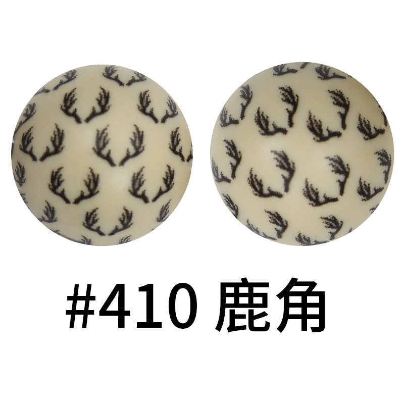 16mm Print Silicone Beads Colorful Silicone Water Transfer Beads-50PCS