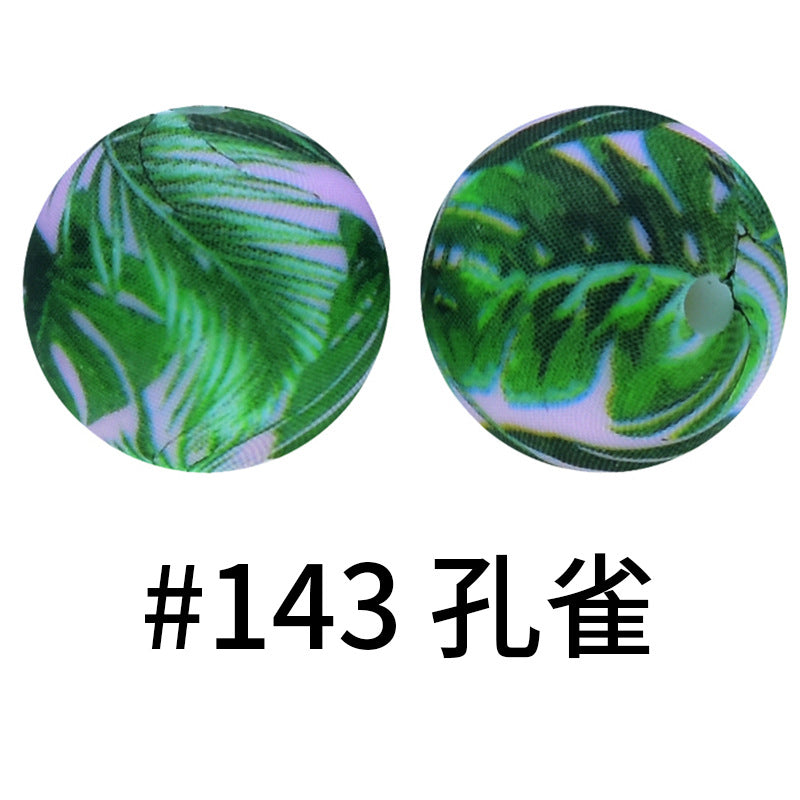 Print Silicone Beads Colorful Silicone Water Transfer Beads 16mm-50PCS