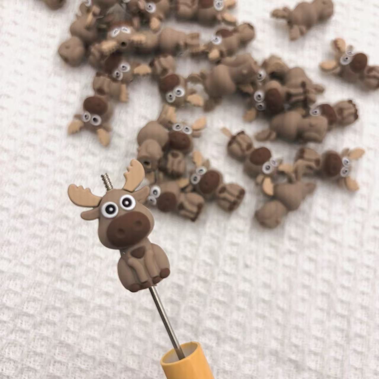 New Silicone Creative Beads Cartoon Deer Silicone Beads-10PCS