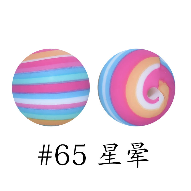 16mm Print Silicone Beads Colorful Silicone Water Transfer Beads-50PCS